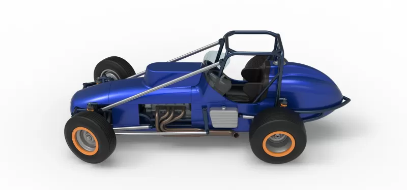 Dirt Silver Crown Champ car while turning Scale 1:25 - Model preview 10