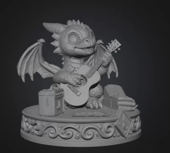 Baby Dragon Bard STL File for 3D Print - Model preview 11