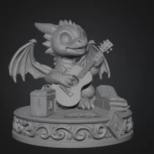 Baby Dragon Bard STL File for 3D Print
