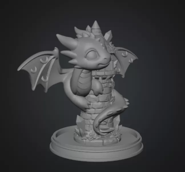 Tower Dragon Key or Jewelry Holder STL File for 3D Print - Model preview 14