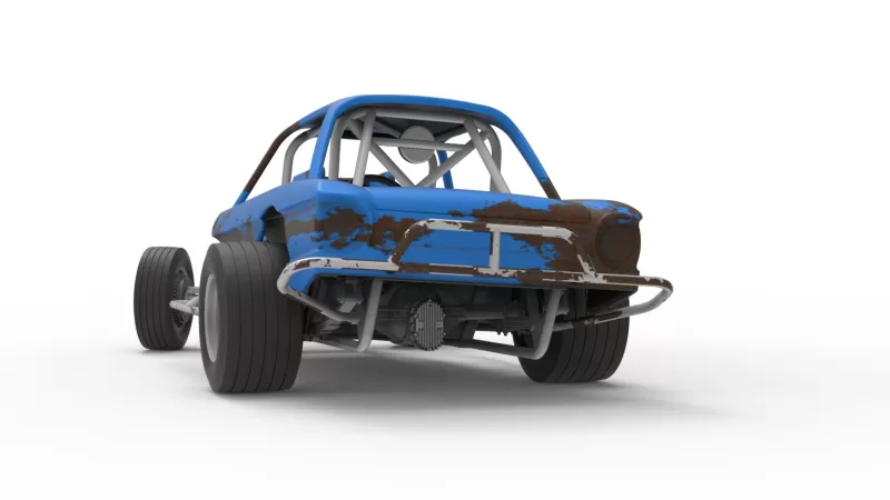 Vintage Dirt Modified stock car V10 while turning Scale 1:25 - Model preview 14