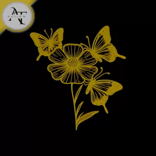 Butterflies and flowers - Silhouette - 2D Wall Art Decor