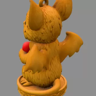 Gothic Cute Bat Holding Heart STL – 3D Print Animal Ornament - Model thumbnail 4