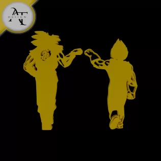 Goku and Vegeta - Dragon Ball - Silhouette - 2D Wall Art Decor