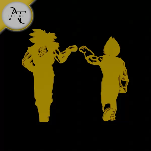 Goku and Vegeta - Dragon Ball - Silhouette - 2D Wall Art Decor - Model preview 1