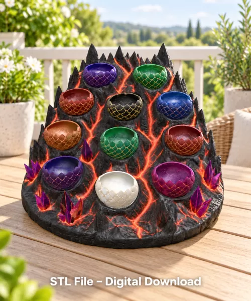 Volcanic Dragon Egg Mountain Organizer STL File for 3D Print - Model preview 2