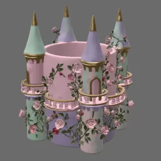 Rose Princess Castle Planter STL File for 3D Print - Model thumbnail 9