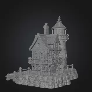 Coastal Lighthouse Cottage STL File for 3D Print - Model thumbnail 15