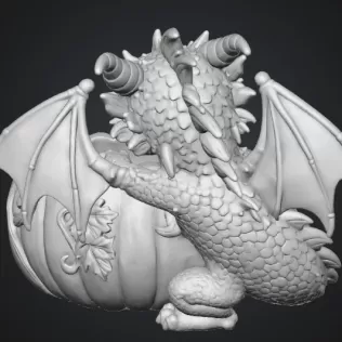 Autumn Baby Dragon Pumpkin Bowl STL File for 3D Print - Model thumbnail 15