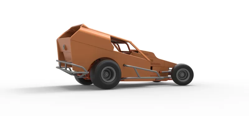 Vintage Dirt Modified stock car Version 3 while turning 1:25 - Model preview 21
