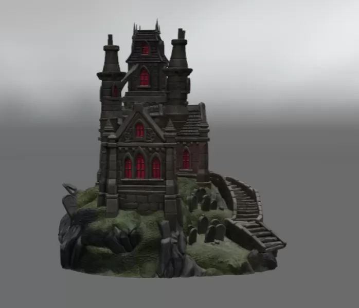 Shadowspire Gothic Manor STL File for 3D Print - Model preview 10