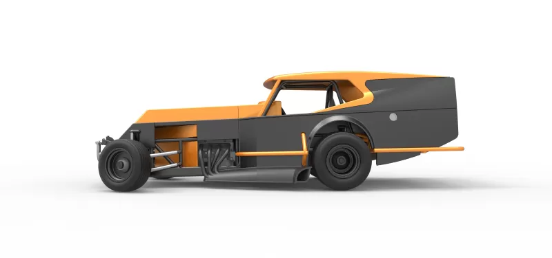 Vintage Dirt Modified stock car Version 5 while turning 1:25 - Model preview 9