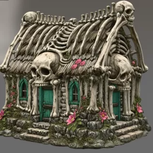 Gothic Bone House STL File for 3D Print - Model thumbnail 4