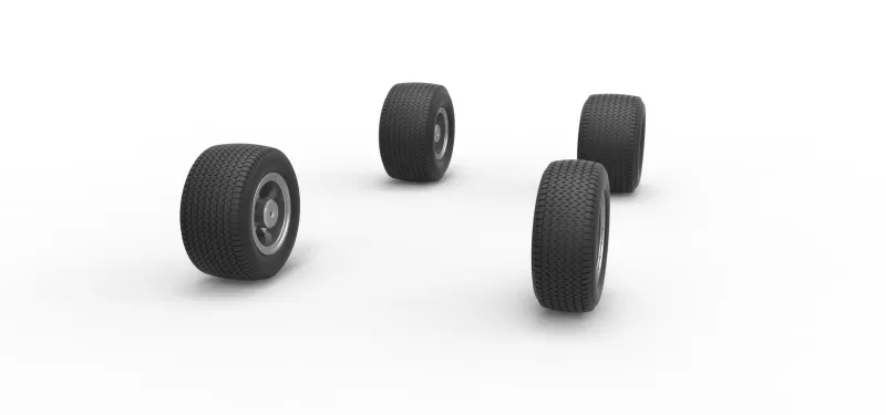 Wheel set of Northeast Dirt Modified stock car V2 Scale 1:25 - Model preview 3