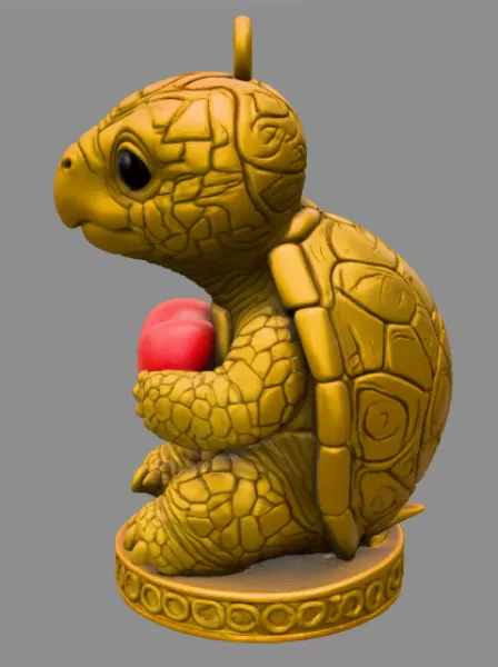 Cute Turtle with Heart – 3D Printable STL File - Model preview 4
