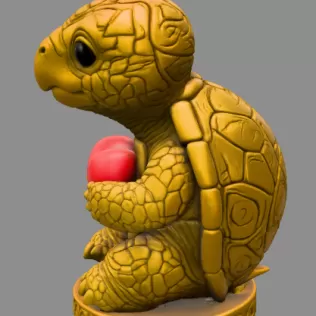 Cute Turtle with Heart – 3D Printable STL File - Model thumbnail 4