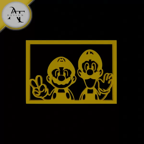 Super Mario and Luigi - Silhouette - 2D Wall Art Decor - Model preview 1