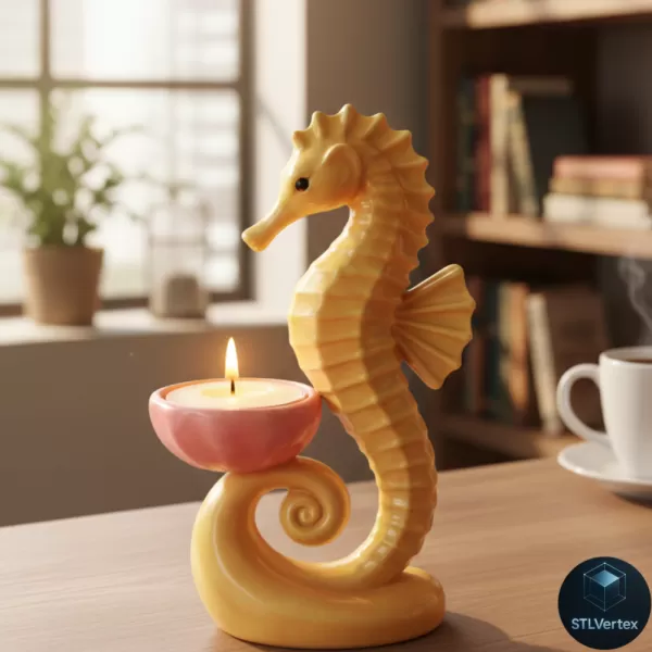 Seahorse Tealight Holder - 3D Printable Model - Model preview 1