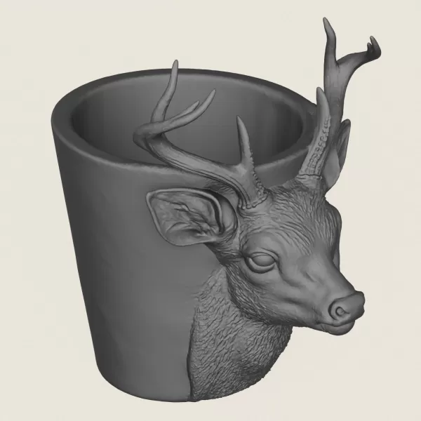 Deer Head Planter Print Ready 3D Model - Model preview 5