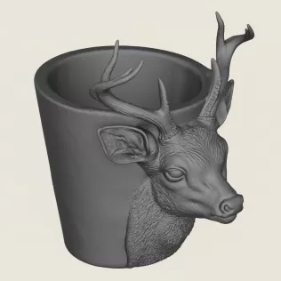 Deer Head Planter Print Ready 3D Model - Model thumbnail 5