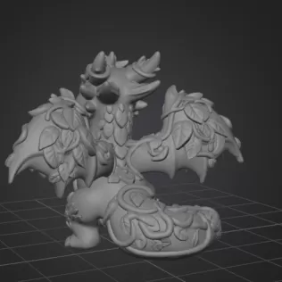 Wood Dragon – STL File 3D Printable Fantasy Dragon Figurine - Model thumbnail 11