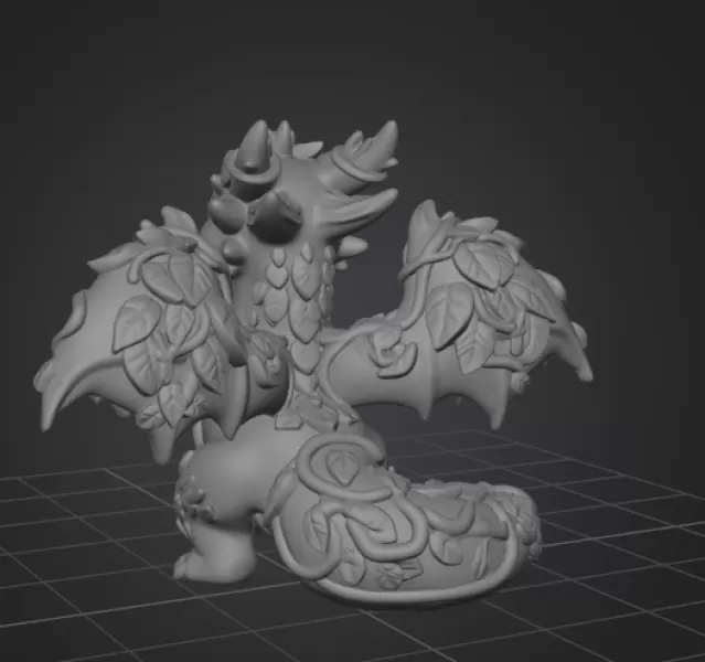 Wood Dragon – STL File 3D Printable Fantasy Dragon Figurine - Model preview 11