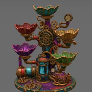 Steampunk Lotus Jewelry Organizer STL File for 3D Print - Model thumbnail 10