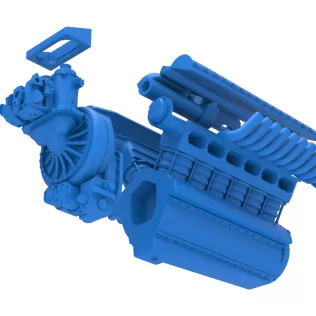 Engine V12 of Vintage Dragster Version 2 Scale 1:25 - Model thumbnail 19