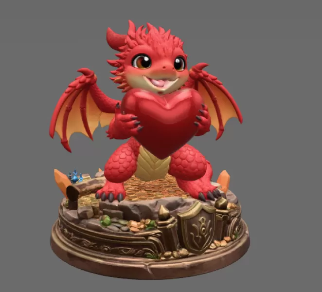 Love Dragon STL File for 3D Printing - Model preview 6