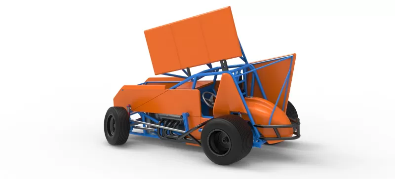 Winged Sprint car Version 2 while turning Scale 1:25 - Model preview 12