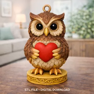 Owl with Heart - Highly Detailed Figurine Pendant