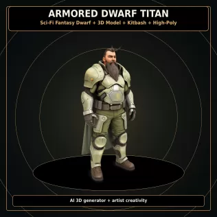 Dwarf Heroes Fantasy Warrior Kitbash Pack – High-Poly 10 Char - Model thumbnail 6