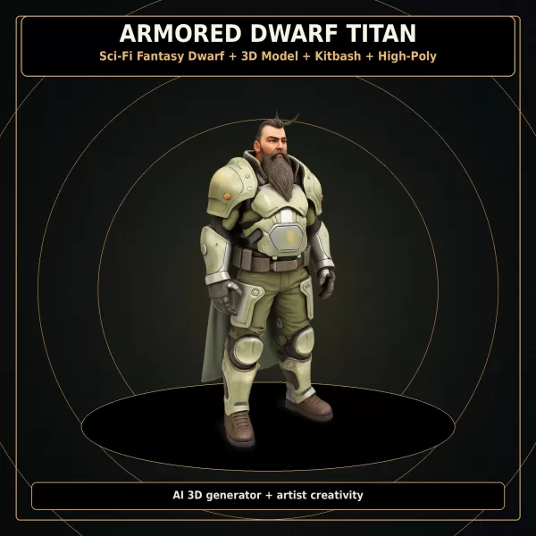 Dwarf Heroes Fantasy Warrior Kitbash Pack – High-Poly 10 Char - Model preview 6