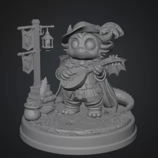 Mystic Bard Dragon STL File for 3D Printing - Model thumbnail 9