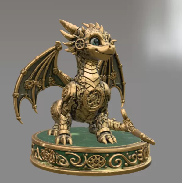 Mechanical Fantasy Dragon STL File for 3D Printing - Model preview 6