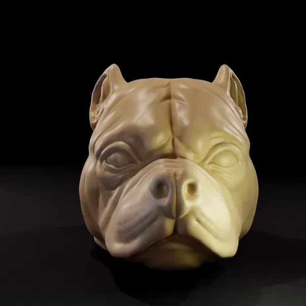 Bully Dog Head Stylized - 3D Printable Model - Model preview 2