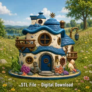 Seaside Fantasy Cottage STL File for 3D Print - Model thumbnail 4