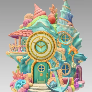 Seashell Fantasy House – Ocean Coral Cottage STL | 3D Printable - Model thumbnail 3