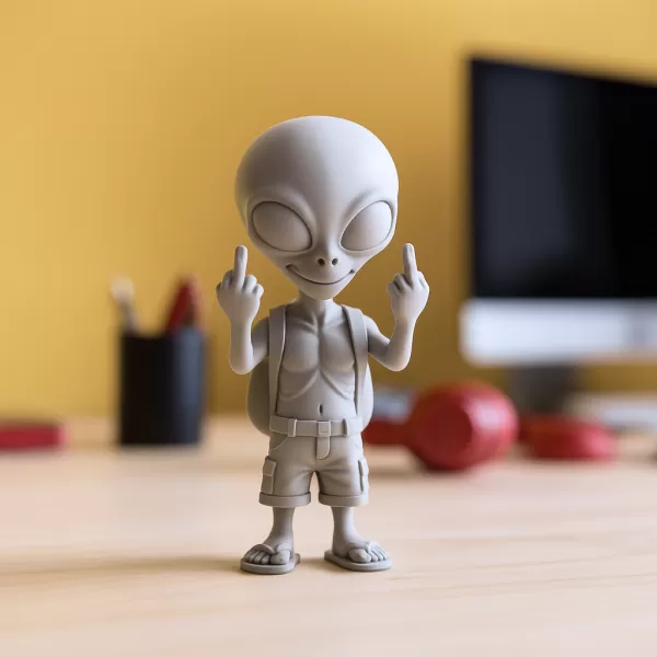 Funny Alien Figure | Middle Finger Alien Statue | Rude Sci-Fi - Model preview 4