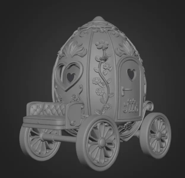 Royal Fantasy Egg Carriage – STL File 3D Printable - Model preview 7