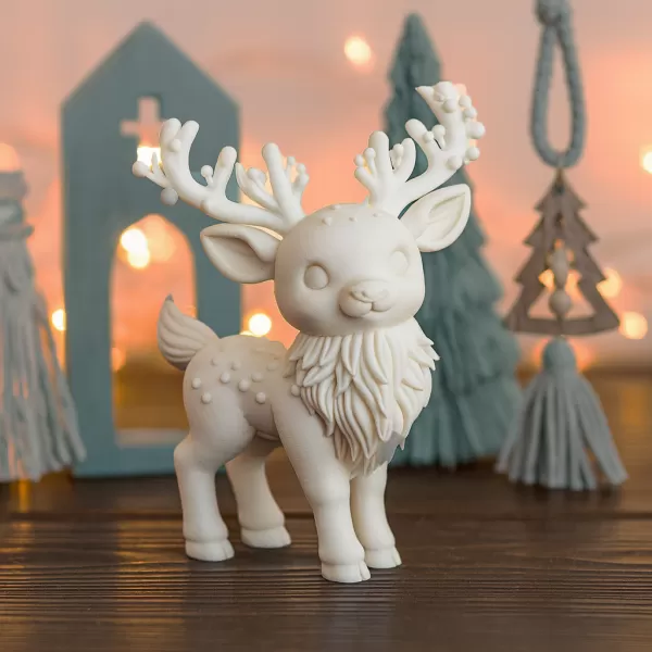 Magic Christmas Deer Figure | Cute Reindeer Sculpture | Holiday - Model preview 8