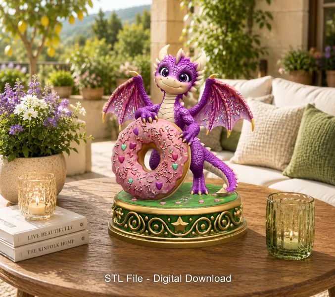 Sweet Donut Dragon STL File for 3D Print - Model preview 1