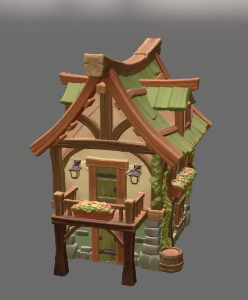 Enchanted Harvest Cottage STL File for 3D Print - Model preview 5