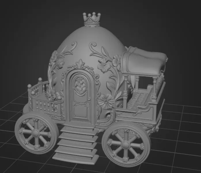 Royal Fantasy Egg Carriage - STL File 3D Printable - Model preview 8