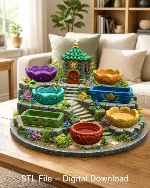 Fantasy Village Jewelry Organizer STL File for 3D Print - Model preview 1