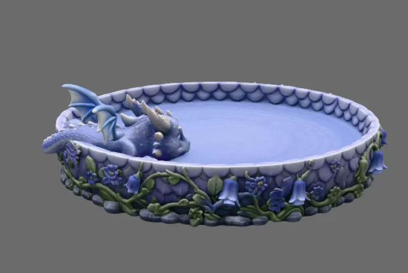 Sleeping Baby Dragon Tray STL File for 3D Print - Model preview 9
