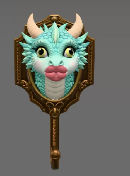 Funny Kiss Dragon Wall Hook STL File for 3D Print - Model preview 8