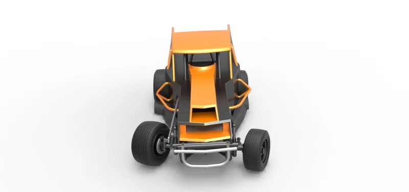 Vintage Dirt Modified stock car Version 5 while turning 1:25 - Model preview 8