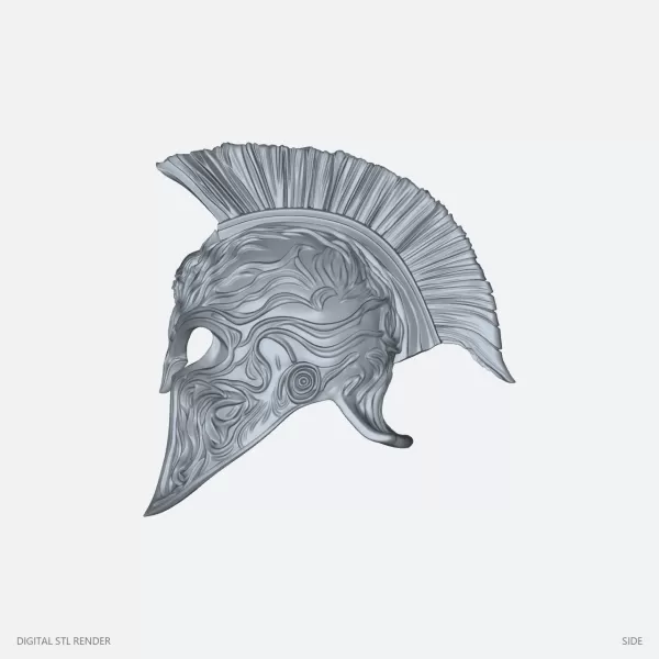 Flame Relief Crested Helmet Miniature - 100 mm STL - Model preview 3