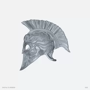 Flame Relief Crested Helmet Miniature - 100 mm STL - Model thumbnail 3